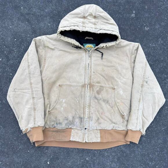Tan Cabelas Carhartt Style Hooded Work Jacket - Picture 1 of 8